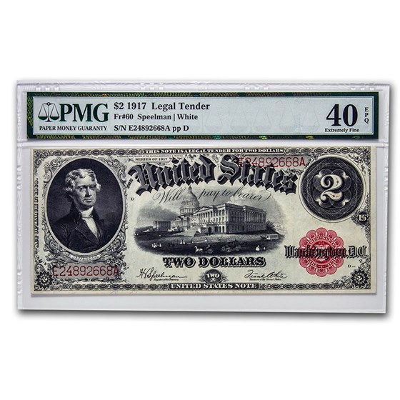 1917 $2.00 Legal Tender Jefferson XF-40 EPQ PMG (Bracelet Back) 1917 $2.00 Legal Tender Jefferson XF-40 EPQ PMG (Bracelet Back)